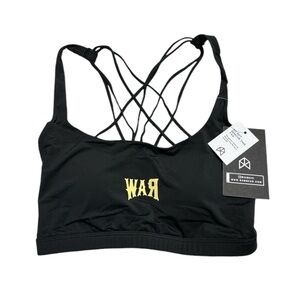 Rawgear War Sports Bra Womens Size Small‎ Black Yellow NWT Strappy Back Athletic